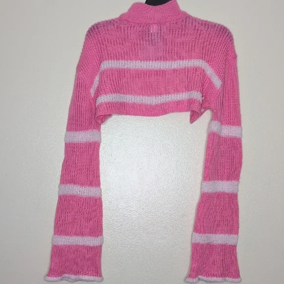 Hello Kitty Stripe Bolero Crop Shrug Hot Topic Women Pink and White SM - Picture 3 of 7